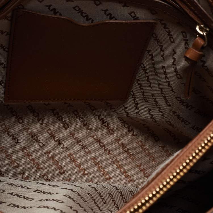 Pre Owned DKNY Orange Grained Leather Tote