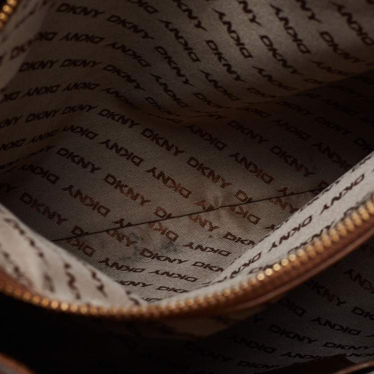 Pre Owned DKNY Orange Grained Leather Tote