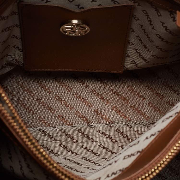 Pre Owned DKNY Orange Grained Leather Tote