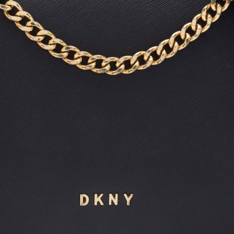 مملوكة مسبقًا Dkny Black Leather Chain Crossbody Bag