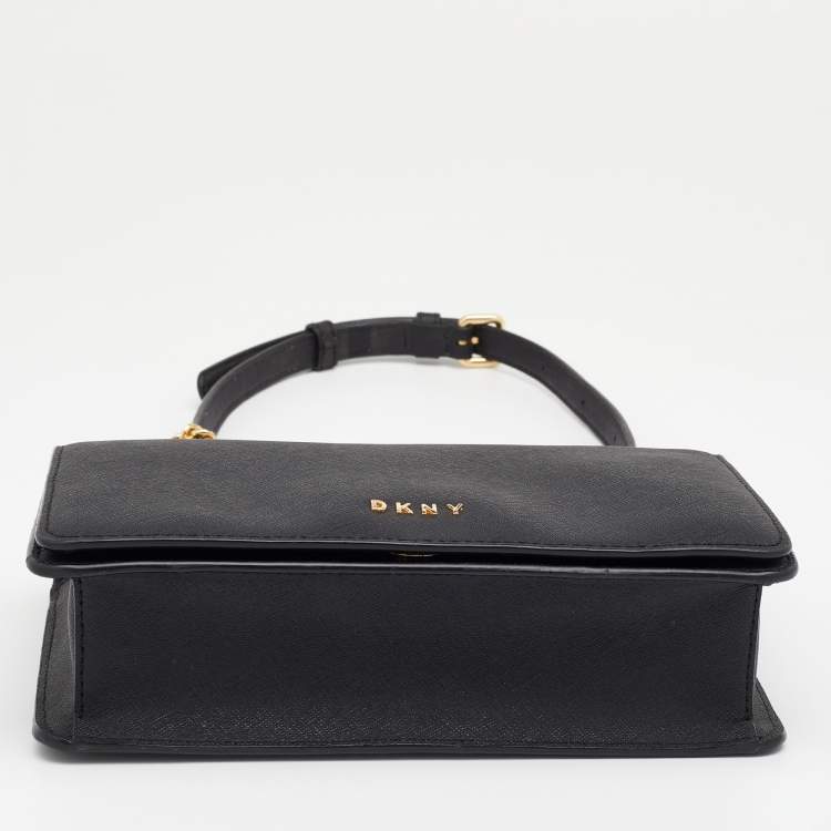 مملوكة مسبقًا Dkny Black Leather Chain Crossbody Bag