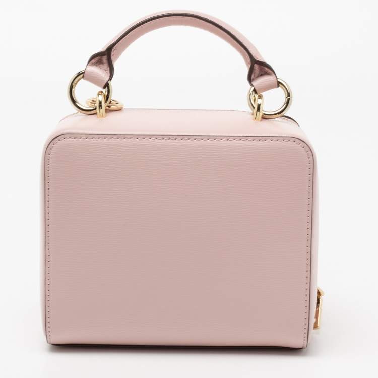 Pre Owned DKNY Pink Leather Sara Box Top Handle Bag