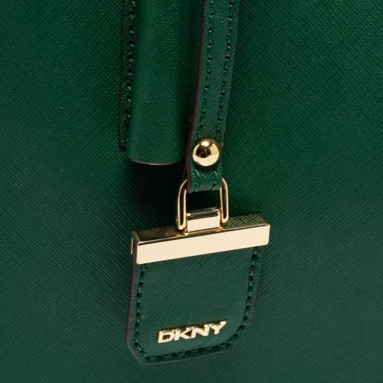 Pre Owned DKNY Green Leather Zip Satchel