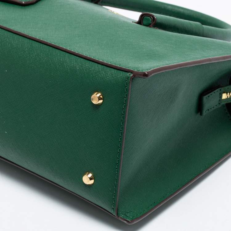 Pre Owned DKNY Green Leather Zip Satchel