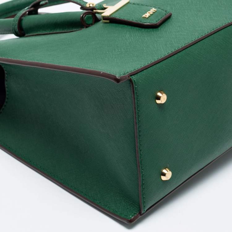 Pre Owned DKNY Green Leather Zip Satchel