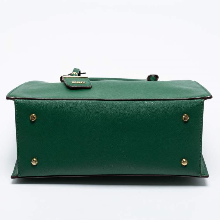 Pre Owned DKNY Green Leather Zip Satchel