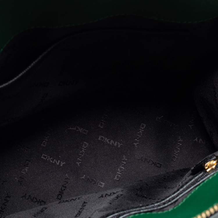 Pre Owned DKNY Green Leather Zip Satchel