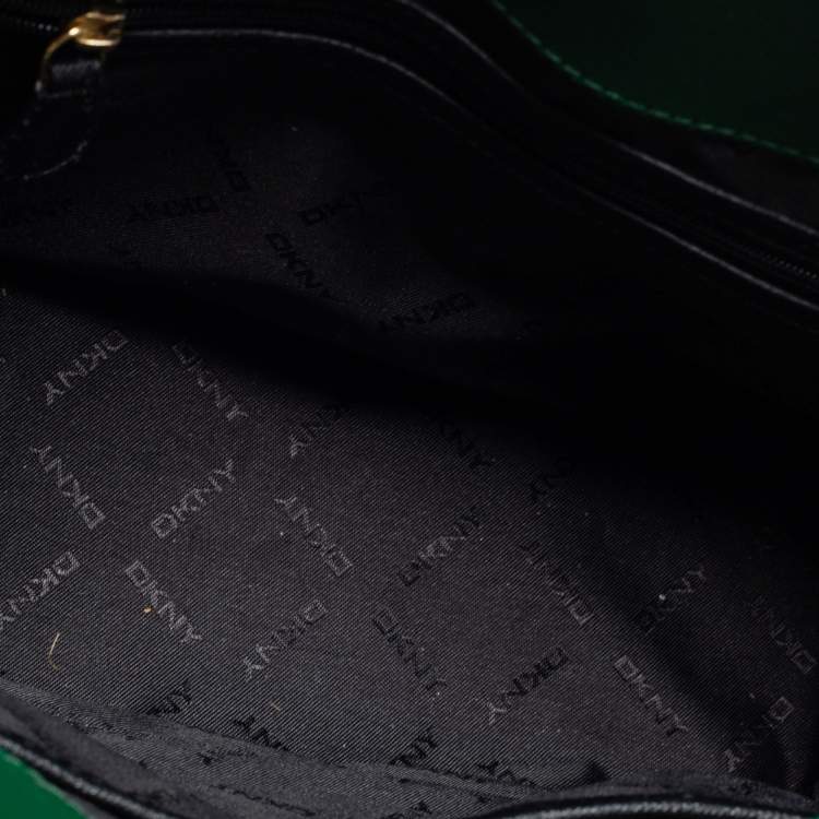 Pre Owned DKNY Green Leather Zip Satchel
