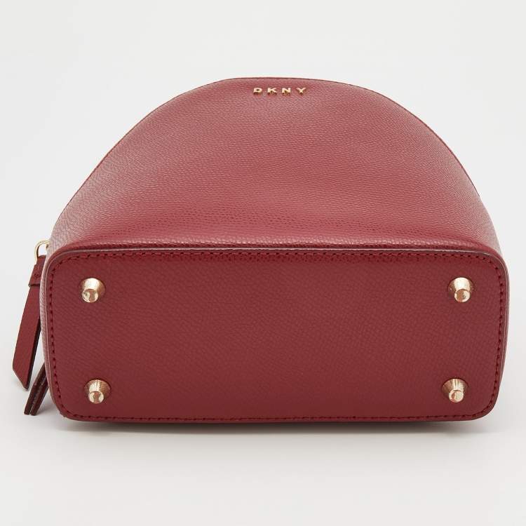 Pre Owned DKNY Red Leather Mini Bryant Backpack Crossbody Bag