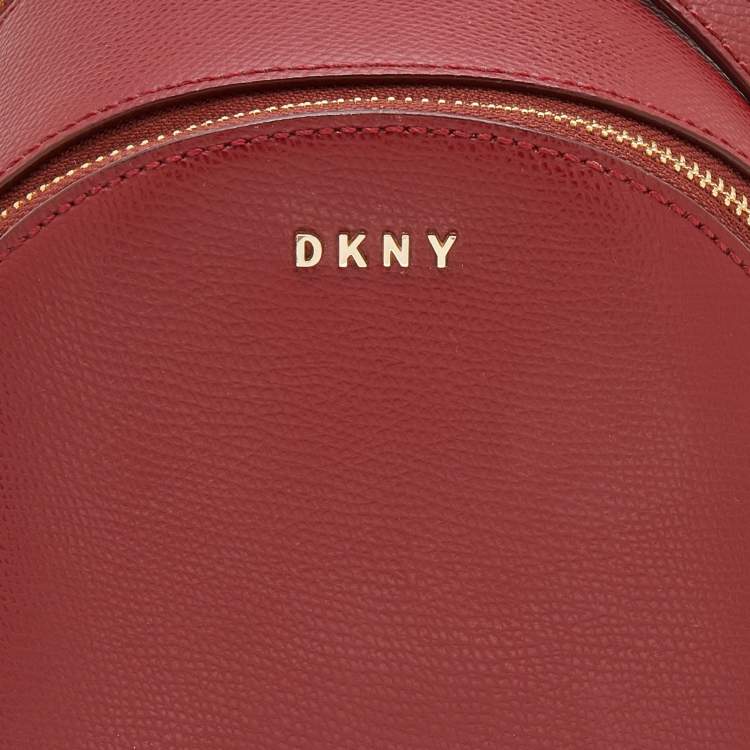 Pre Owned DKNY Red Leather Mini Bryant Backpack Crossbody Bag