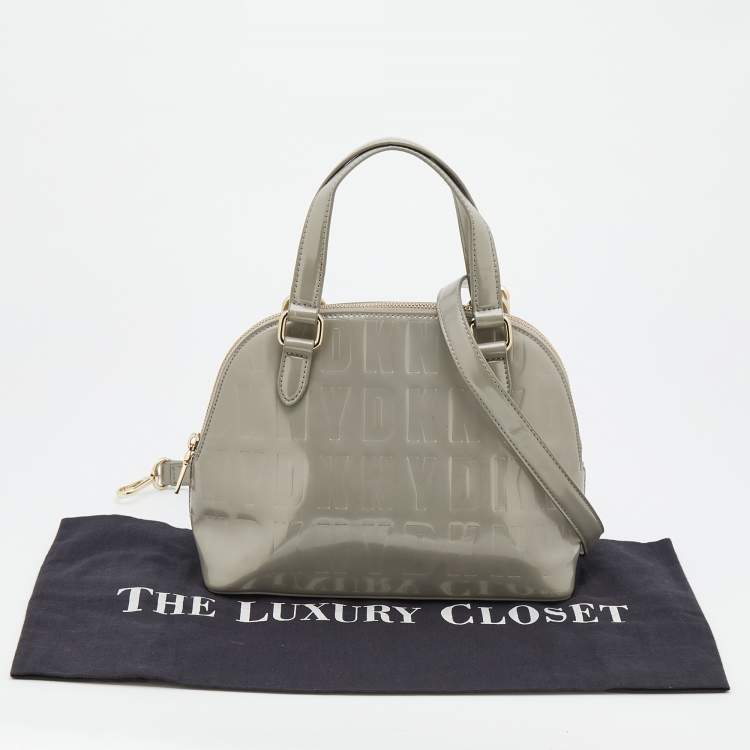 Pre Owned DKNY Grey PVC Monogram Embossed Satchel