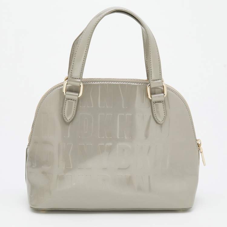 Pre Owned DKNY Grey PVC Monogram Embossed Satchel