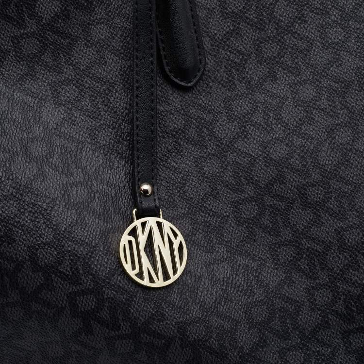 Pre Owned DKNY Black Signature Canvas Tote