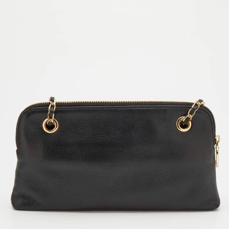 Pre Owned DKNY Black Leather Shoulder Bag