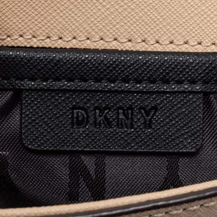 Pre Owned DKNY Beige Saffiano Leather Small Flap Top Handle Bag