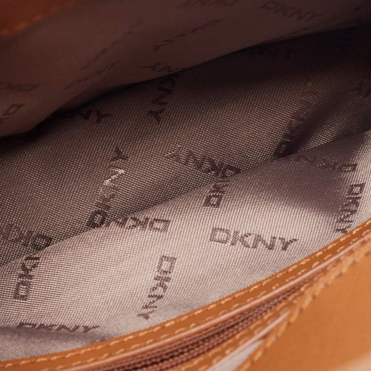 Pre Owned DKNY Brown Leather Chain Crossbody Bag