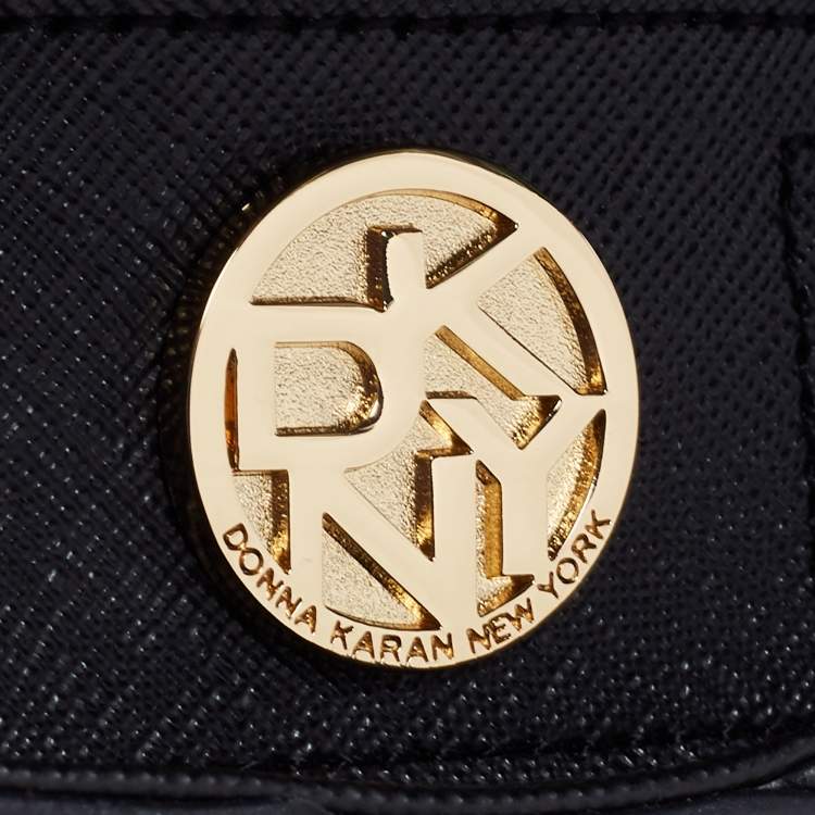 Pre Owned DKNY Black Saffiano Leather Envelope Flap Clutch