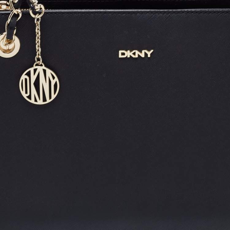 Pre Owned DKNY Black Saffiano Leather Bryant Park Chain Tote
