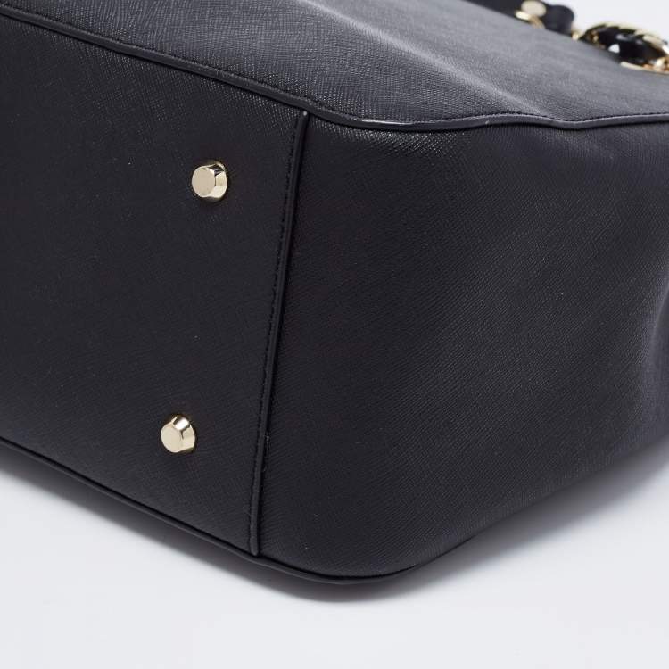 Pre Owned DKNY Black Saffiano Leather Bryant Park Chain Tote