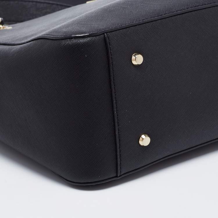 Pre Owned DKNY Black Saffiano Leather Bryant Park Chain Tote