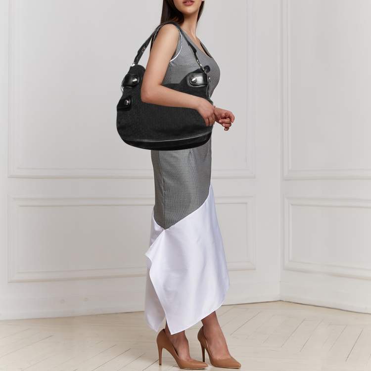 Pre Owned Dkny Black Canvas and Leather Shoulder Bag