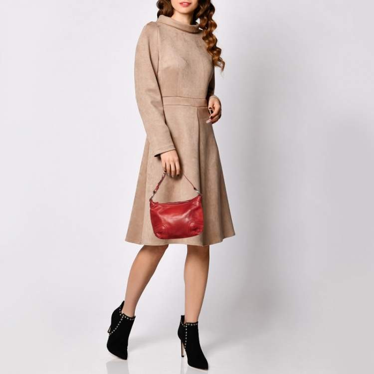 Pre Owned DKNY Red Leather Hobo