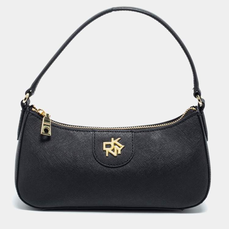 Pre Owned DKNY Black Carol Leather Baguette Bag