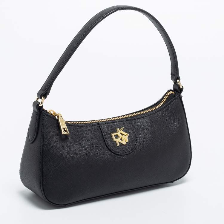 Pre Owned DKNY Black Carol Leather Baguette Bag