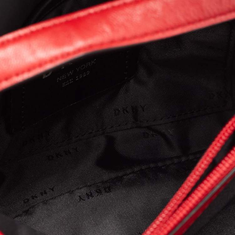 Pre Owned DKNY Red Quilted Leather Allen Flap Shoulder Bag