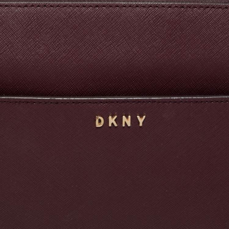 Pre Owned DKNY Burgundy Leather Zip Crossbody Bag