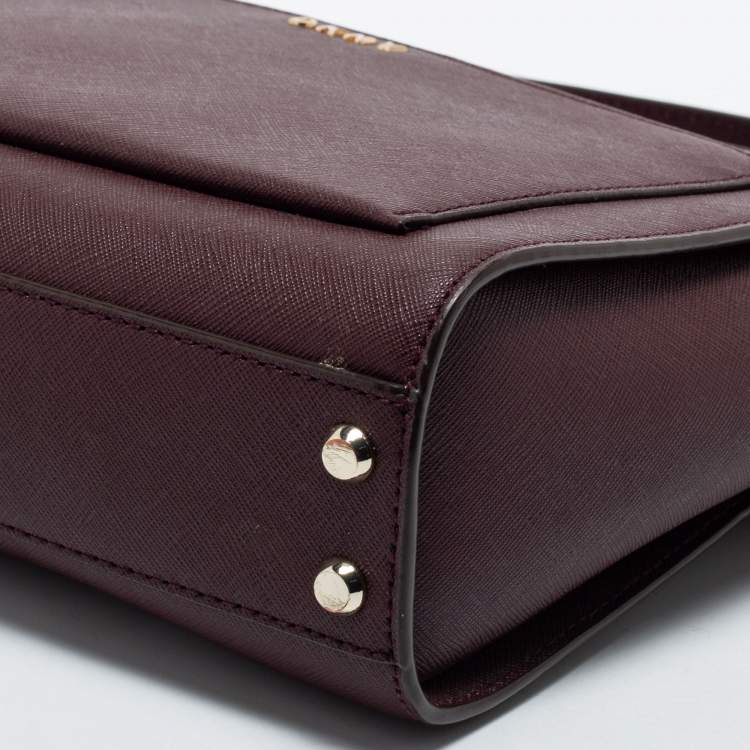 Pre Owned DKNY Burgundy Leather Zip Crossbody Bag