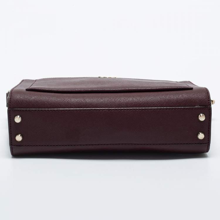 Pre Owned DKNY Burgundy Leather Zip Crossbody Bag