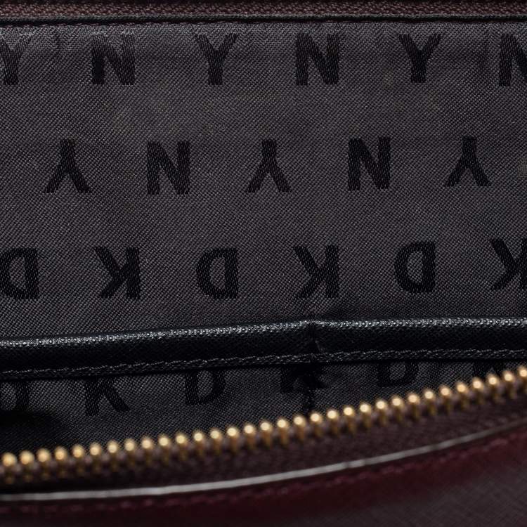 Pre Owned DKNY Burgundy Leather Zip Crossbody Bag