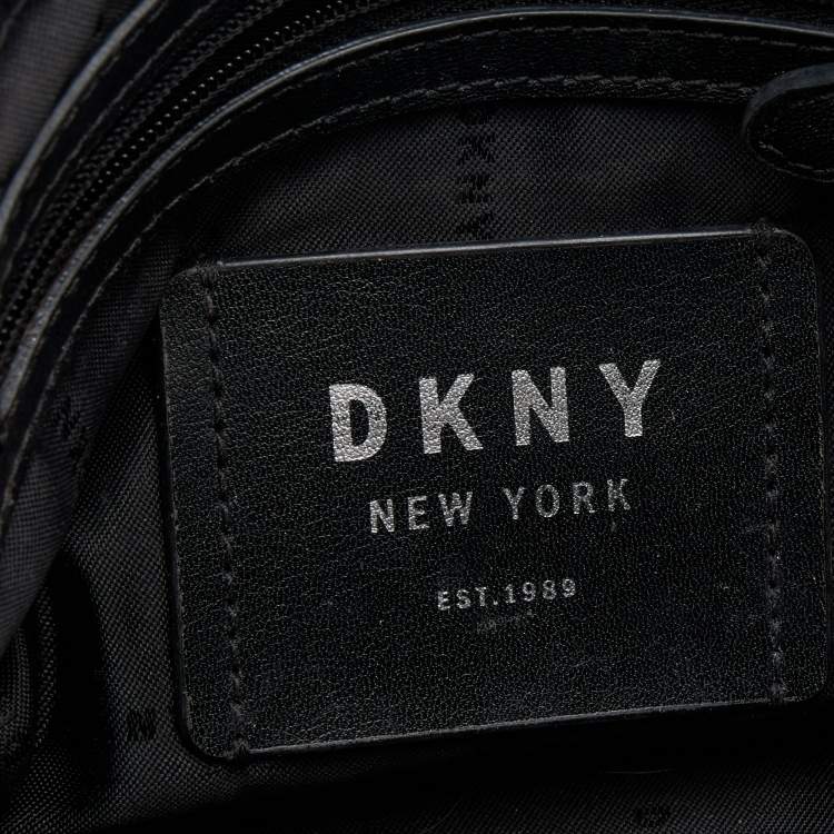 Pre Owned DKNY Black Leather Winona Flap Shoulder Bag