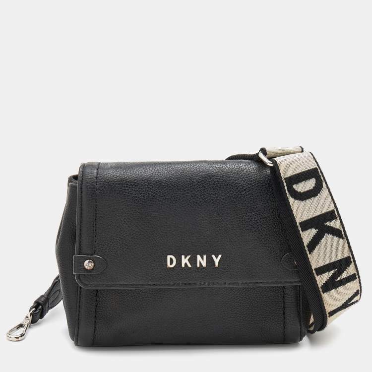 DKNY Black Leather Winona Flap Shoulder Bag Dkny | The Luxury Closet