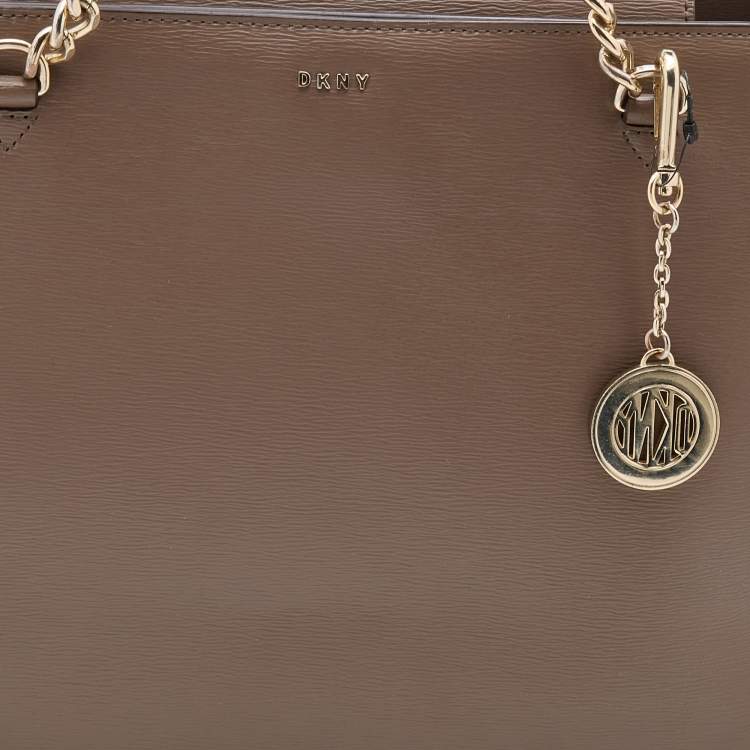 Pre Owned DKNY Brown Leather Bryant Park Chain Tote