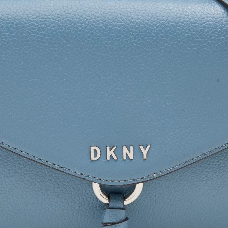Pre Owned DKNY Light Blue Leather Lola Flap Shoulder Bag