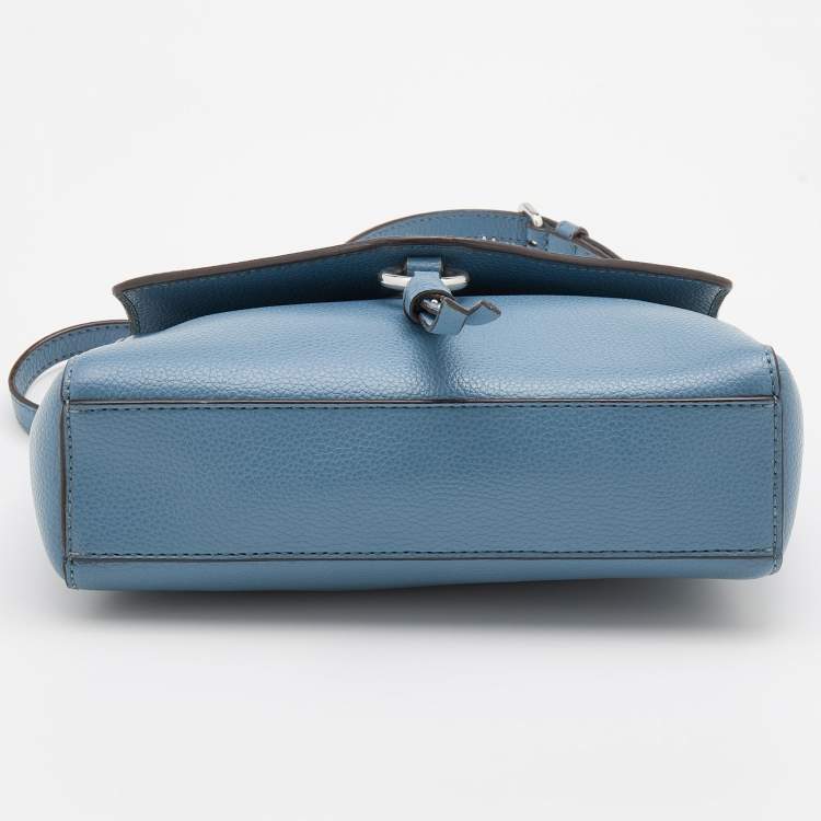 Pre Owned DKNY Light Blue Leather Lola Flap Shoulder Bag