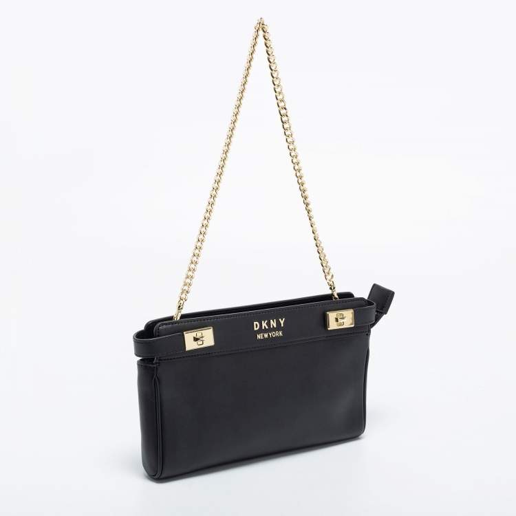 مملوكة مسبقًا DKNY Black Leather Chain Shoulder Bag