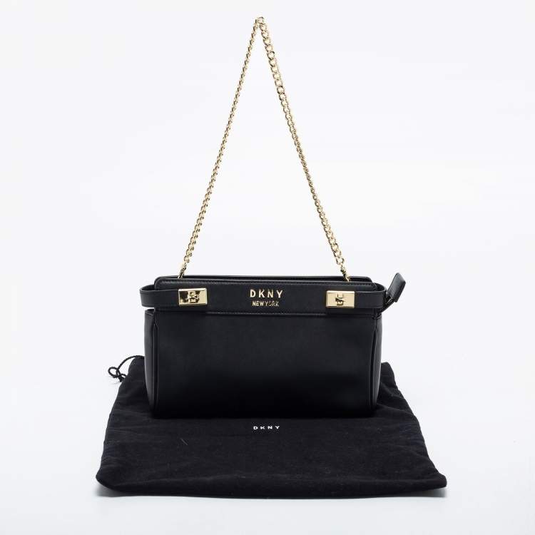 مملوكة مسبقًا DKNY Black Leather Chain Shoulder Bag