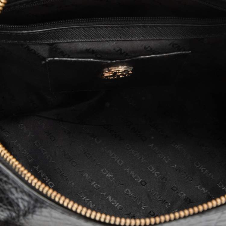 Pre Owned DKNY Black Grained Leather Satchel