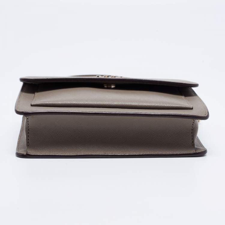 Pre Owned DKNY Green Leather Mini Bryant Flap Crossbody Bag