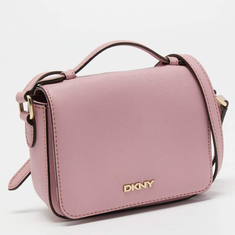Pre Owned DKNY Pink Leather Flap Crossbody Bag