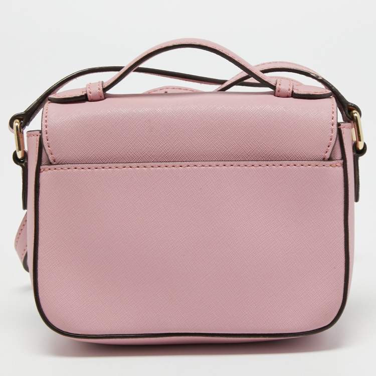 Pre Owned DKNY Pink Leather Flap Crossbody Bag