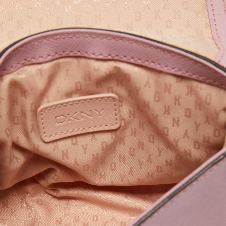 Pre Owned DKNY Pink Leather Flap Crossbody Bag