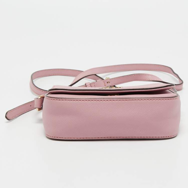 Pre Owned DKNY Pink Leather Flap Crossbody Bag