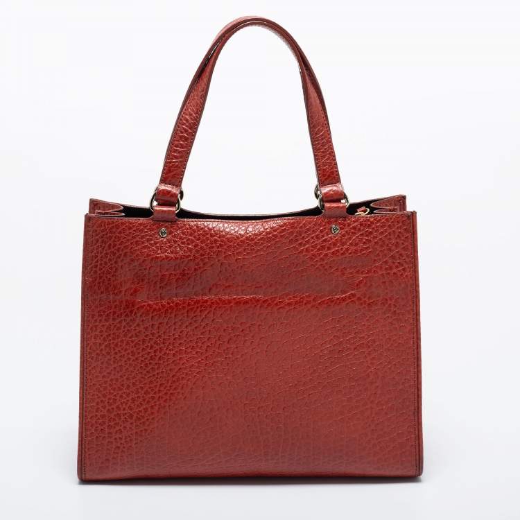 Pre Owned DKNY Brown Grained Leather Middle Zip Tote