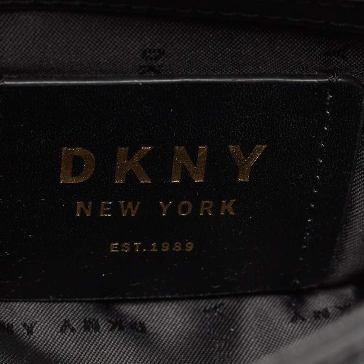 Pre Owned DKNY Black Leather Padlock Flap Shoulder Bag