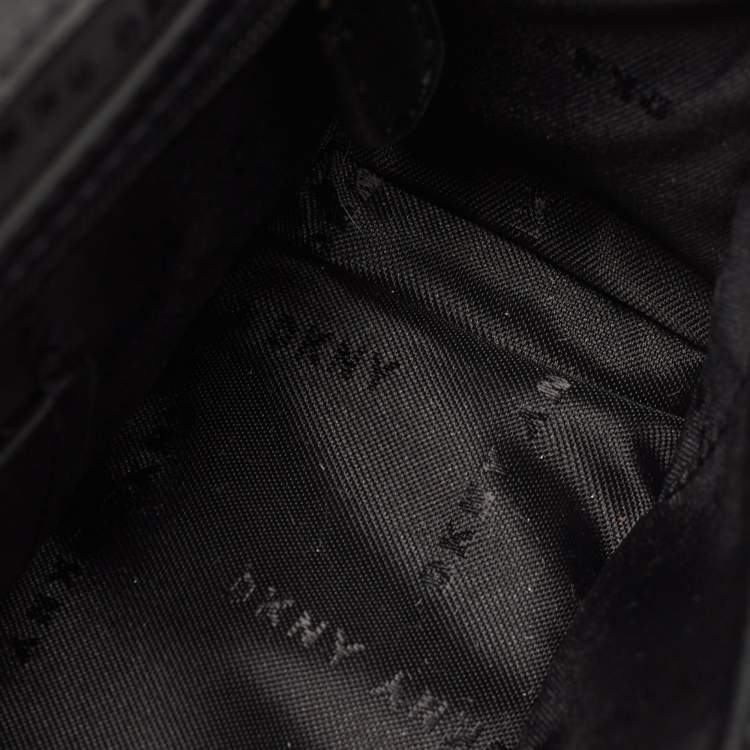 Pre Owned DKNY Black Leather Padlock Flap Shoulder Bag