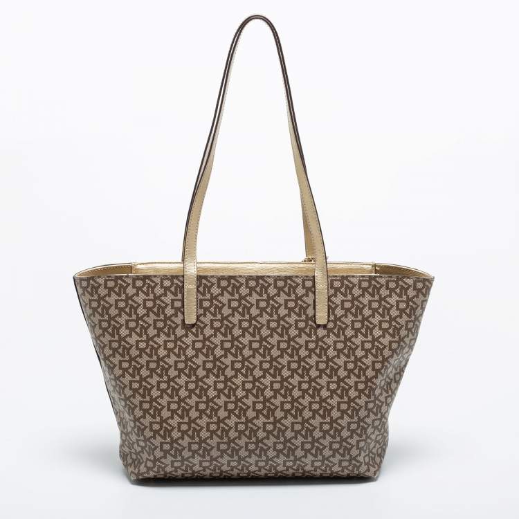 Pre Owned Dkny Beige/Brown SIgnature Canvas Tote